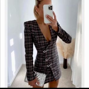 NWT Zara textured weave tweed fitted dress
